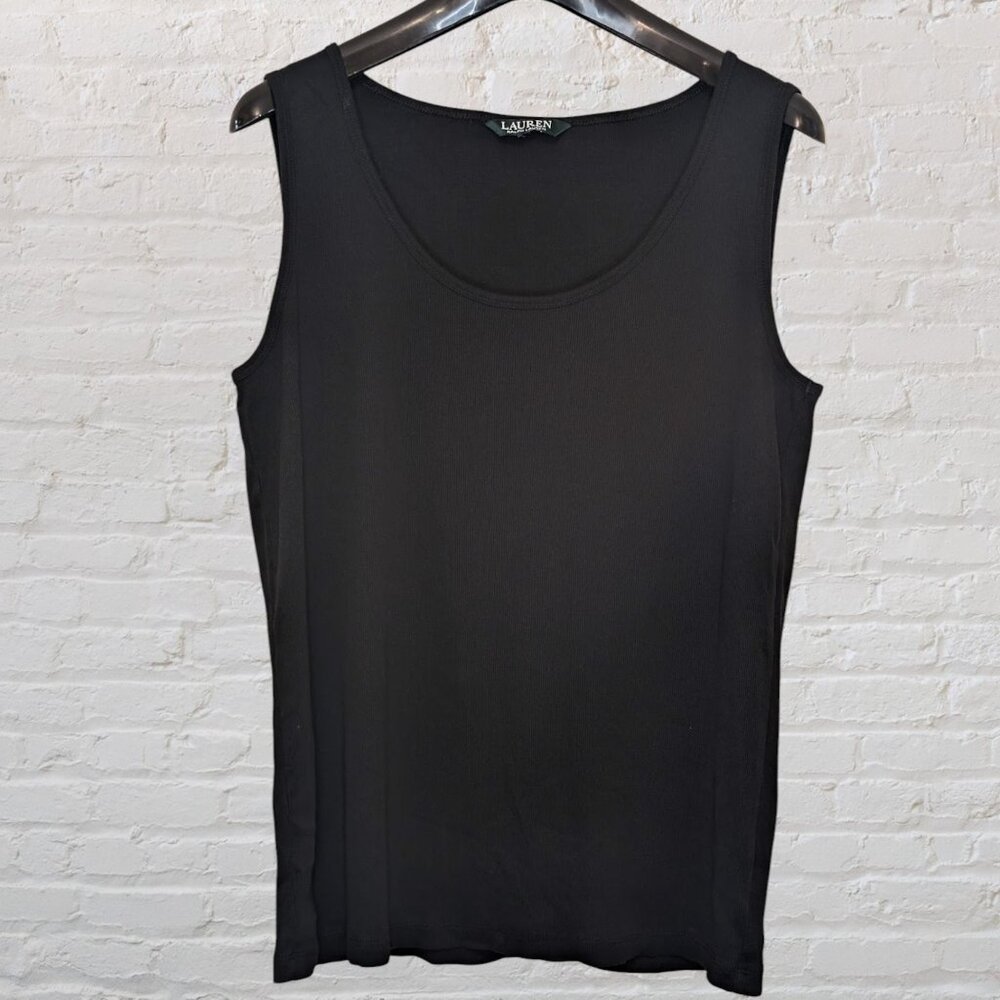 Lauren Ralp Lauren 100% cotton Black ribbed Tank Top for Women XL